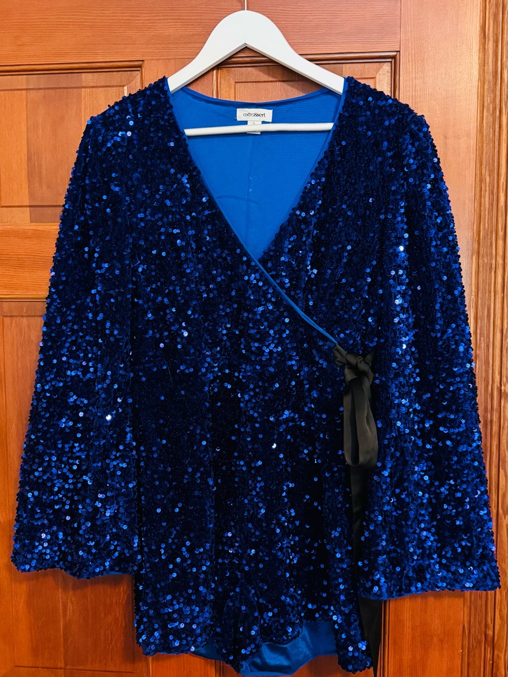 Cynthia Rowley Blue Sequin Wrap Romper